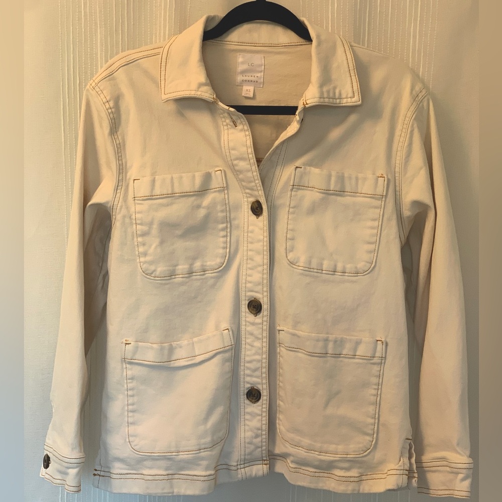 Soft White Oversized Jean Jacket